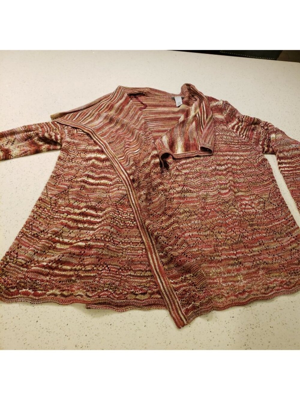 CATHERINES Women's Cotton Blend Red Open Front Cardigan Sweater 2X 22/24W